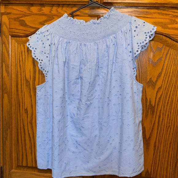 LOFT Sky Blue Eyelet Blouse - Picture 3 of 3